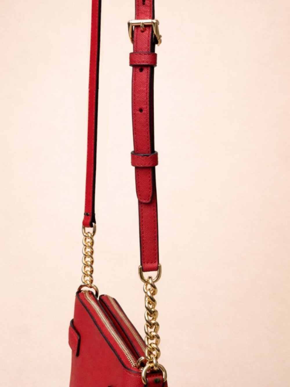Michael Michael Kors Karla Crossbody Cherry Red Saffiano Leather NWOT - Picture 7 of 10